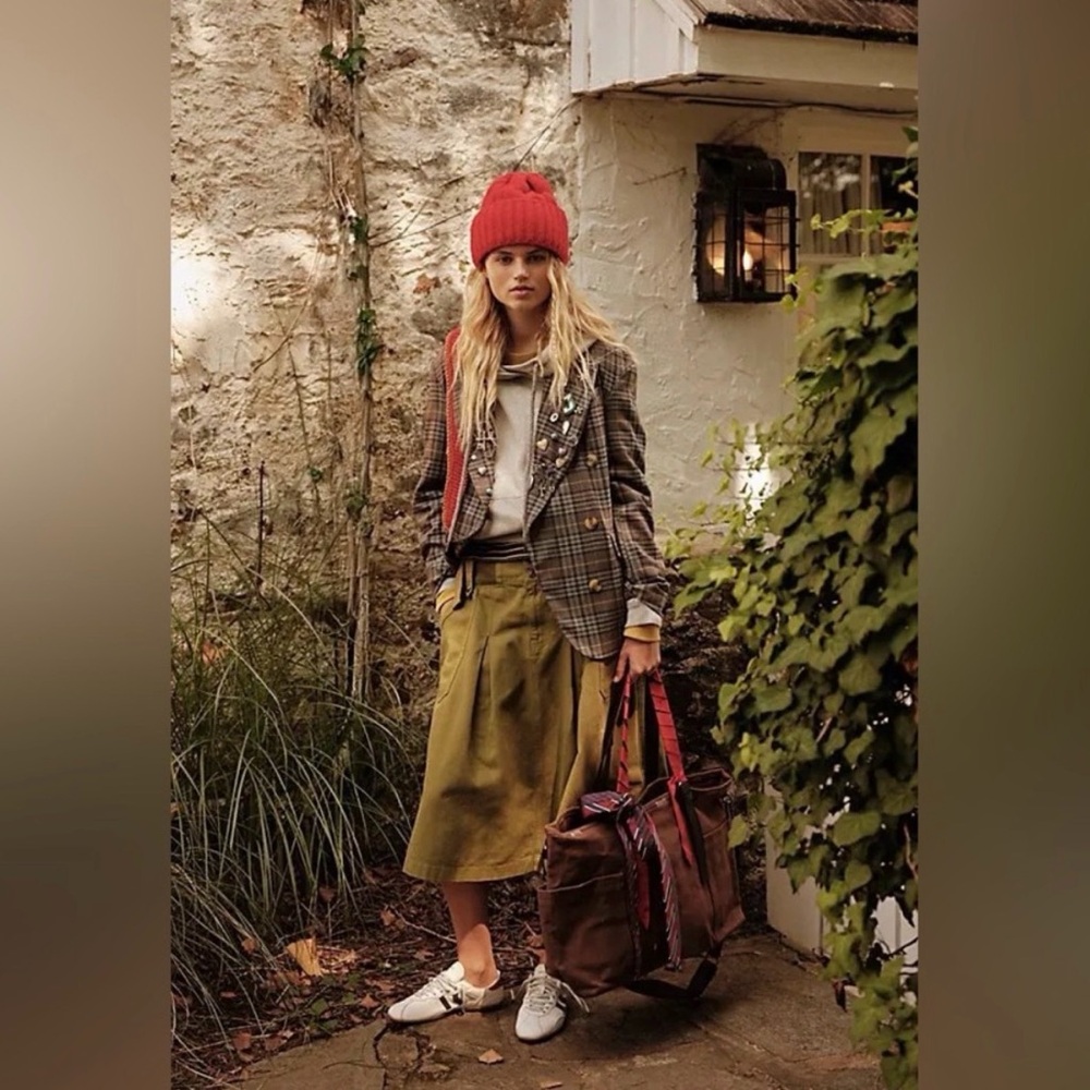 Free People Tan Midi Skirt